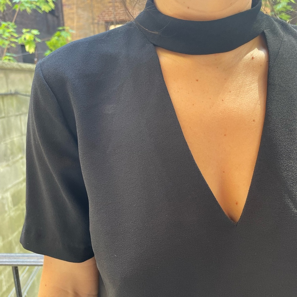 Zara womens shift dress with deep v front